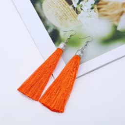 Bohemian Long Tassel Drop Dangle Earrings For Women Girl Red Blue White Silk Fabric Ethnic Vintage Earrings Fashion Jewelry Gift