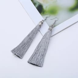 Bohemian Long Tassel Drop Dangle Earrings For Women Girl Red Blue White Silk Fabric Ethnic Vintage Earrings Fashion Jewelry Gift