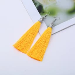 Bohemian Long Tassel Drop Dangle Earrings For Women Girl Red Blue White Silk Fabric Ethnic Vintage Earrings Fashion Jewelry Gift