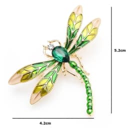 Green Crystal Enamel Dragonfly Brooches For Women And Men Metal Insects Weddings Banquet Party Brooch Pins Gifts