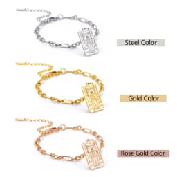 LIKGREAT Tarot Card Charms Bracelets for Women Men The Major Arcana Amulet Stainless Steel Classic Tarot Wrist Jewelry Gifts