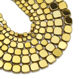 4/6/8MM Natural Hematite Stone Gold color,Blue,Green Flat Square Spacers Loose Beads For Jewelry Making Bracelets DIY Findings