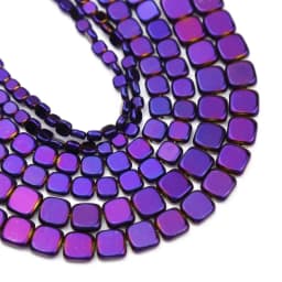4/6/8MM Natural Hematite Stone Gold color,Blue,Green Flat Square Spacers Loose Beads For Jewelry Making Bracelets DIY Findings