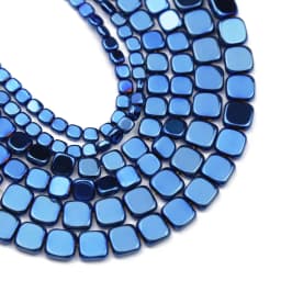 4/6/8MM Natural Hematite Stone Gold color,Blue,Green Flat Square Spacers Loose Beads For Jewelry Making Bracelets DIY Findings