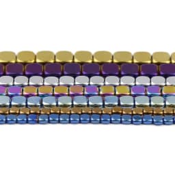 4/6/8MM Natural Hematite Stone Gold color,Blue,Green Flat Square Spacers Loose Beads For Jewelry Making Bracelets DIY Findings