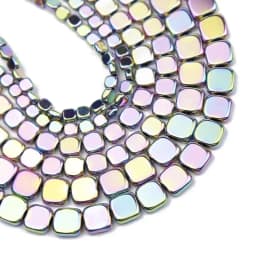 4/6/8MM Natural Hematite Stone Gold color,Blue,Green Flat Square Spacers Loose Beads For Jewelry Making Bracelets DIY Findings