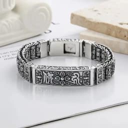 Handmade Silver Color Reative Passepartout Prayer Wheel Bracelet Men Transfer Beads Six-Character Mantra Retro Women Charm Chain