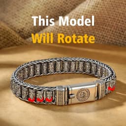 Handmade Silver Color Reative Passepartout Prayer Wheel Bracelet Men Transfer Beads Six-Character Mantra Retro Women Charm Chain