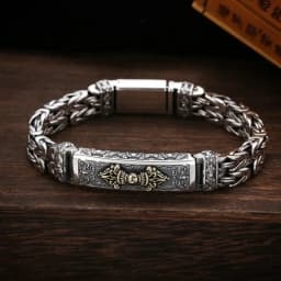 Handmade Silver Color Reative Passepartout Prayer Wheel Bracelet Men Transfer Beads Six-Character Mantra Retro Women Charm Chain