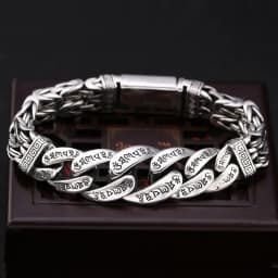 Handmade Silver Color Reative Passepartout Prayer Wheel Bracelet Men Transfer Beads Six-Character Mantra Retro Women Charm Chain