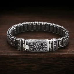 Handmade Silver Color Reative Passepartout Prayer Wheel Bracelet Men Transfer Beads Six-Character Mantra Retro Women Charm Chain