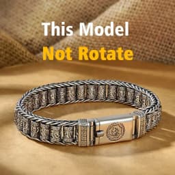 Handmade Silver Color Reative Passepartout Prayer Wheel Bracelet Men Transfer Beads Six-Character Mantra Retro Women Charm Chain