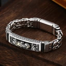 Handmade Silver Color Reative Passepartout Prayer Wheel Bracelet Men Transfer Beads Six-Character Mantra Retro Women Charm Chain