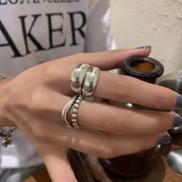 VENTFILLE 925 Sterling Silver Ring New Thick Simple Wave Thai Silver Solid Double-layer Rings Trendy Couple Women Gift Dropship
