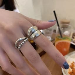 VENTFILLE 925 Sterling Silver Ring New Thick Simple Wave Thai Silver Solid Double-layer Rings Trendy Couple Women Gift Dropship