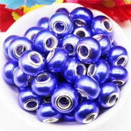 10Pcs Pink Color Smooth Surface European Resin Murano Large Hole Spacer Beads Charms for Bracelet DIY Craft Bracelet Necklace