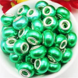 10Pcs Pink Color Smooth Surface European Resin Murano Large Hole Spacer Beads Charms for Bracelet DIY Craft Bracelet Necklace
