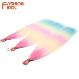 28 Inch Ariel Straight Pony Hair Bundles Crochet Braids Hair Synthetic Braiding Hair Ombre Brown Soft Crochet Hair Extensions