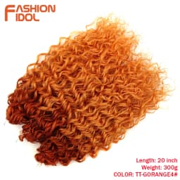 FASHION IDOL Deep Wave Twist Crochet Hair Synthetic Afro Curly Crochet Braids Ombre Orange Braiding Hair Extensions For Women
