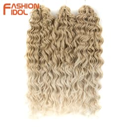 FASHION IDOL Deep Wave Twist Crochet Hair Synthetic Afro Curly Crochet Braids Ombre Orange Braiding Hair Extensions For Women