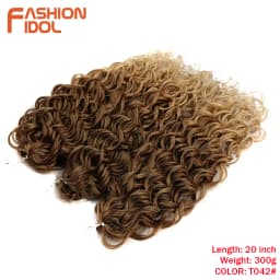FASHION IDOL Deep Wave Twist Crochet Hair Synthetic Afro Curly Crochet Braids Ombre Orange Braiding Hair Extensions For Women