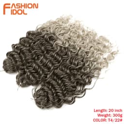 FASHION IDOL Deep Wave Twist Crochet Hair Synthetic Afro Curly Crochet Braids Ombre Orange Braiding Hair Extensions For Women
