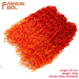 FASHION IDOL Deep Wave Twist Crochet Hair Synthetic Afro Curly Crochet Braids Ombre Orange Braiding Hair Extensions For Women