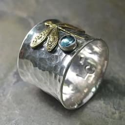 Vintage Dragonfly Rings for Women Fashion Acid Blue Crystal Women's Promise Ring Two-Tone Gold Plated Jewelry Accessories Gifts
