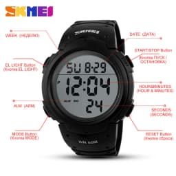 TOP Mens Watch Fashion Big Dial Sport Watches 50M Waterproof Alarm Clock Digital Men WristWatch Relogio Masculino