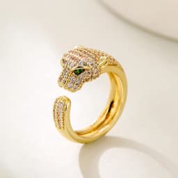 2025 New Fashion Statement Big Animal Ring For Women Girl Party Jewelry Gold Color Hollow Leopard Open Ring Wholesale