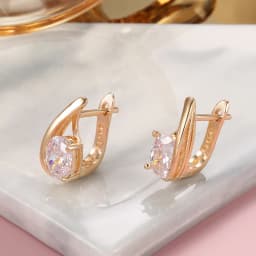 Kinel Luxury Wedding Women Earring Fashion 585 Rose Gold Oval White Natural Zircon Drop Earring High Quality Daily Fine Jewelry