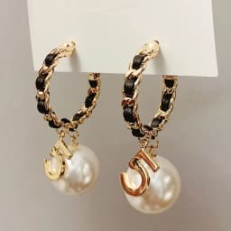Luxury Design Trendy Handmade Rope Pearl Circle Stud Earring Jewelry for Women