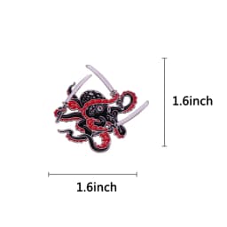 Octopus Swordsman Pin Black Samurai Brooch Funny Badge