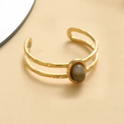 Inlaid Natural Stone Stainless Steel Engagement Rings for Women Adjustable Opening Simplicity Vintage Ring Fashion Jewelry