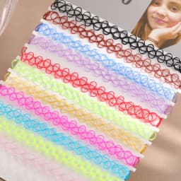 DIY 12PCS Mix Colour Vintage Hippy Stretch Tattoo Choker Necklace Elastic Chocker Necklace Fishing Line Tattoo Necklace