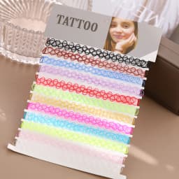 DIY 12PCS Mix Colour Vintage Hippy Stretch Tattoo Choker Necklace Elastic Chocker Necklace Fishing Line Tattoo Necklace