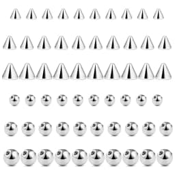 60PCS 14G 16G 4-6mm 316L Surgical Steel Replacement Balls Spikes Body Jewelry Piercing Barbell Parts Screw Bead for Women Men