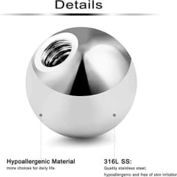 60PCS 14G 16G 4-6mm 316L Surgical Steel Replacement Balls Spikes Body Jewelry Piercing Barbell Parts Screw Bead for Women Men