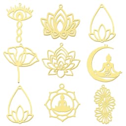 10pcs/lot 316 Stainless Steel Evil Eye Lotus DIY Earring Pendant Wholesale Jewelry Charms Angel Wing Yoga Tree of Life Custom