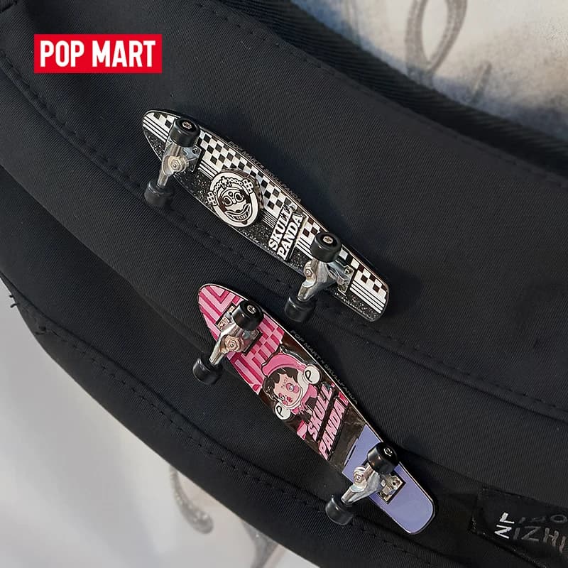 POP MART Skullpanda Hypepanda ido trainee finger skateboard Pin Badge Kawaii Figure Gift Kid Toy