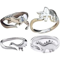 Dinosaur Rings Cute Silver Color Opening Adjustable Rings Best Love Gift Design Animal Shape For Women Men Punk Style