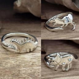 Dinosaur Rings Cute Silver Color Opening Adjustable Rings Best Love Gift Design Animal Shape For Women Men Punk Style