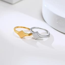 Pinky Ring, Signet Ring, Men Women Ring,Stainless Steel Floral Signet Rings,CZ North Star Celestial Ring