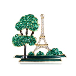 Creative Enamel Brooch Environmentally Friendly Alloy Green Eiffel Tower Brooch Suit Lapel Pin Clothing Scarf Badges