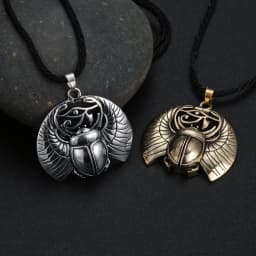 Scarab Necklace Eye of Horus Necklace Egyptian Beetle Wadjet Ancient Amulet Protection Symbolic Scarab Pendant Send Friends Gift