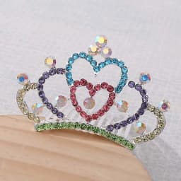 Girls Hair Accessories Mini Crown for Kids Bling Rhinestone Tiaras Hair Combs Princess Diadem Love Heart Shaped Headbands