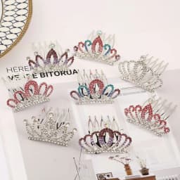 Girls Hair Accessories Mini Crown for Kids Bling Rhinestone Tiaras Hair Combs Princess Diadem Love Heart Shaped Headbands