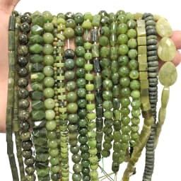 Natural Stones Green Canada Jade Beads Round Faceted Geometric Shape Loose Jewelry Beads for Making Bracelets DIY Accessories