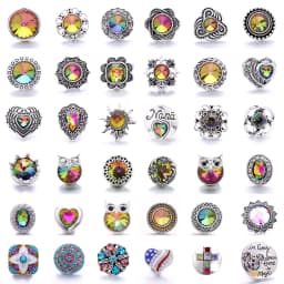 Forty Style High Quality Fashion Color Crystal Snap Button 5Pcs Snap Button Jewelry Women's 18mm Snap Bracelet Accessories Gift