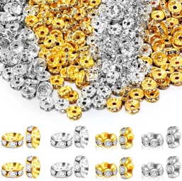 50pcs Brass Crystal Rhinestone Spacer Beads 4/6/8mm Gold Silver AB Color Rondelle Jewelry Makings Findings Bracelet Accessories